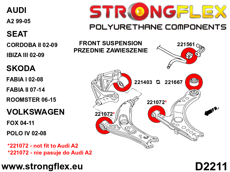 221072A: Front wishbone - front bush 30mm SPORT - Image 3