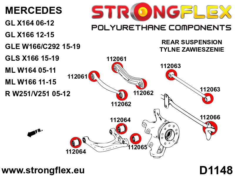 116288A: Rear suspension bush kit SPORT - Image 2