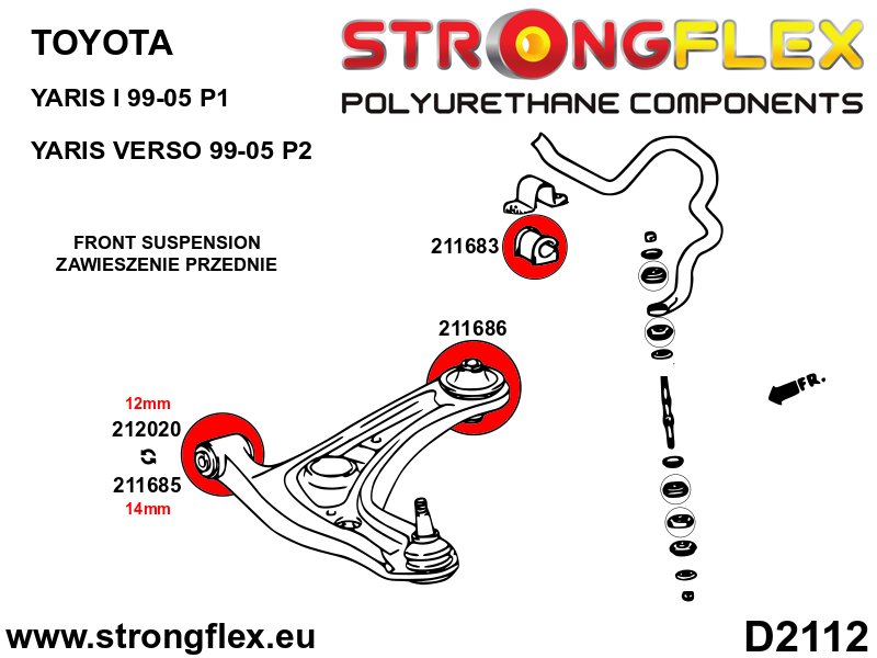 216284B: Front suspension bush kit - Image 2