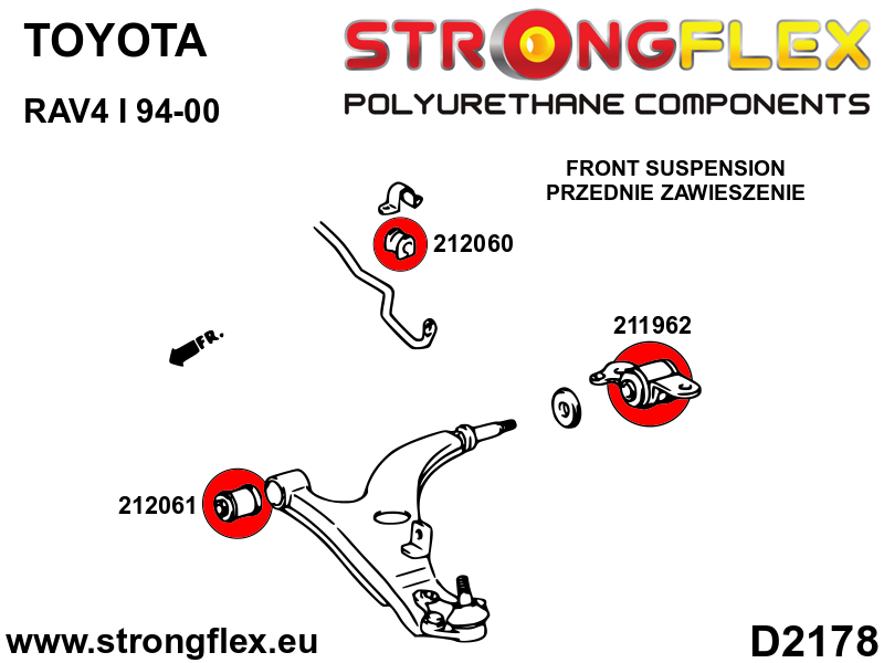 216289A: Front suspension bush kit SPORT - Image 2