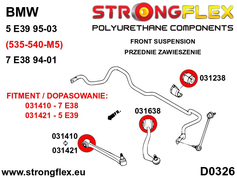 036129B: Front suspension bush kit - Image 3