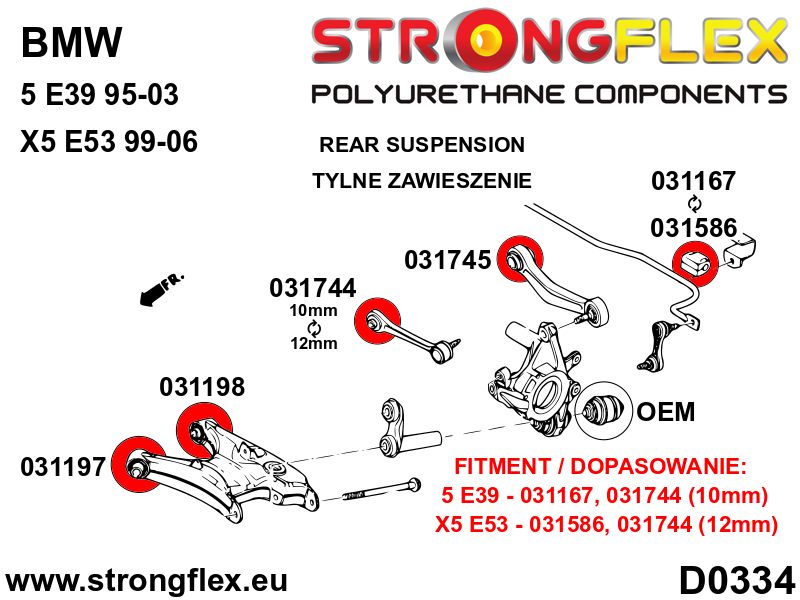 036130B: Rear suspension bush kit - Image 2