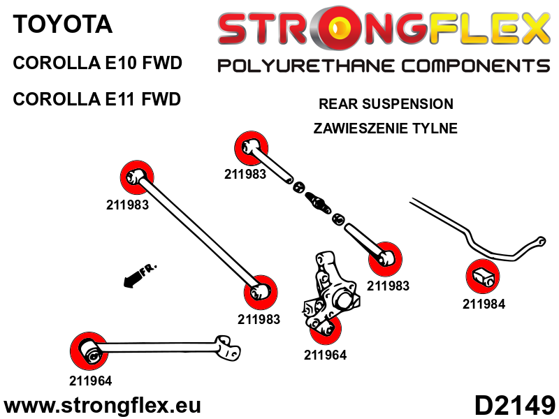 216276A: Rear suspension bush kit SPORT - Image 2