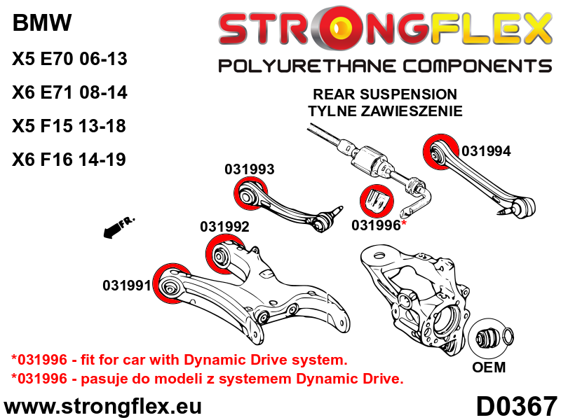 036056B: Rear suspension bush kit - Image 2