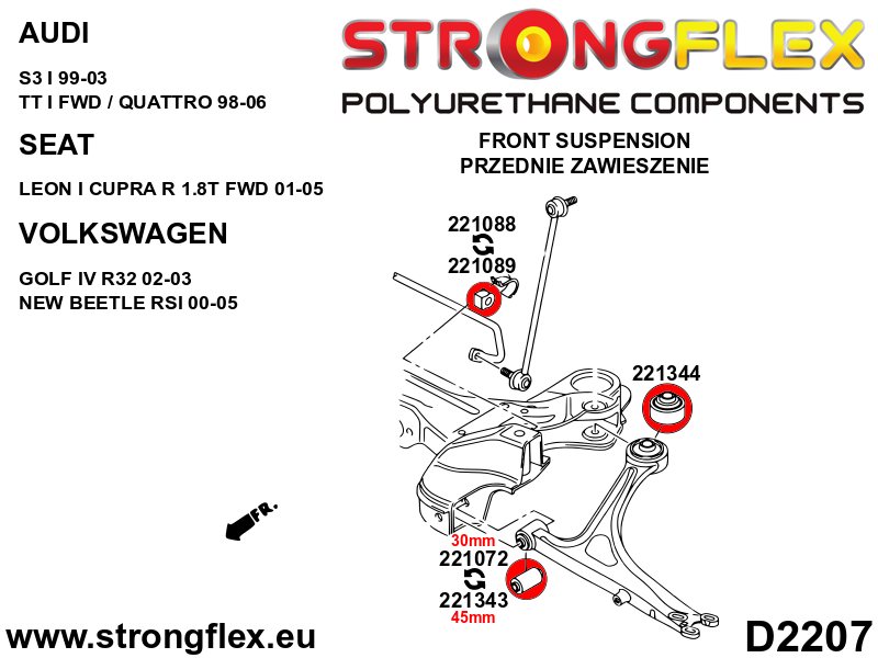 221344A: Front wishbone - rear bush SPORT - Image 2