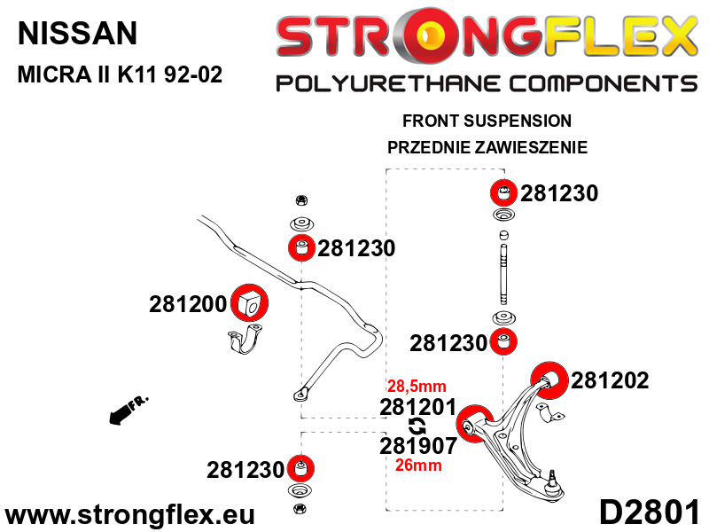 281907A: Front wishbone front bush 26mm SPORT - Image 2