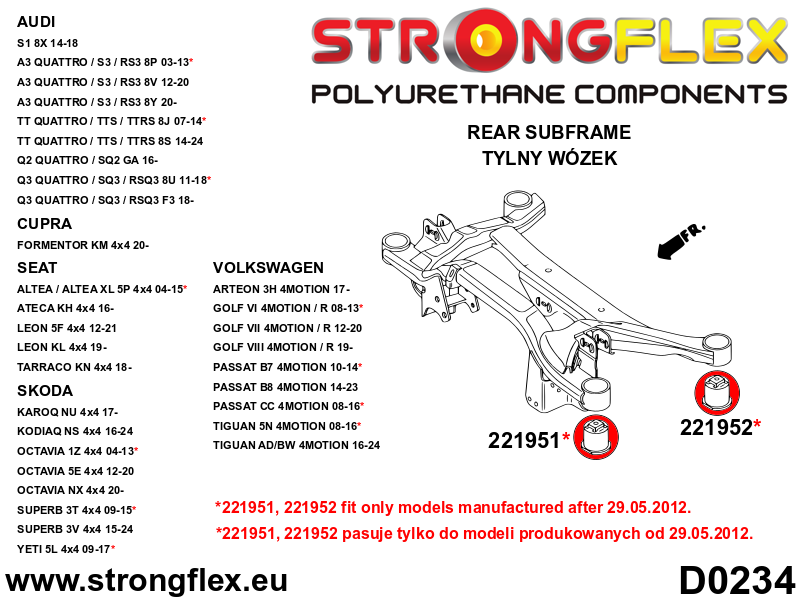 226240B: Full suspension polyurethane bush kit - Image 3