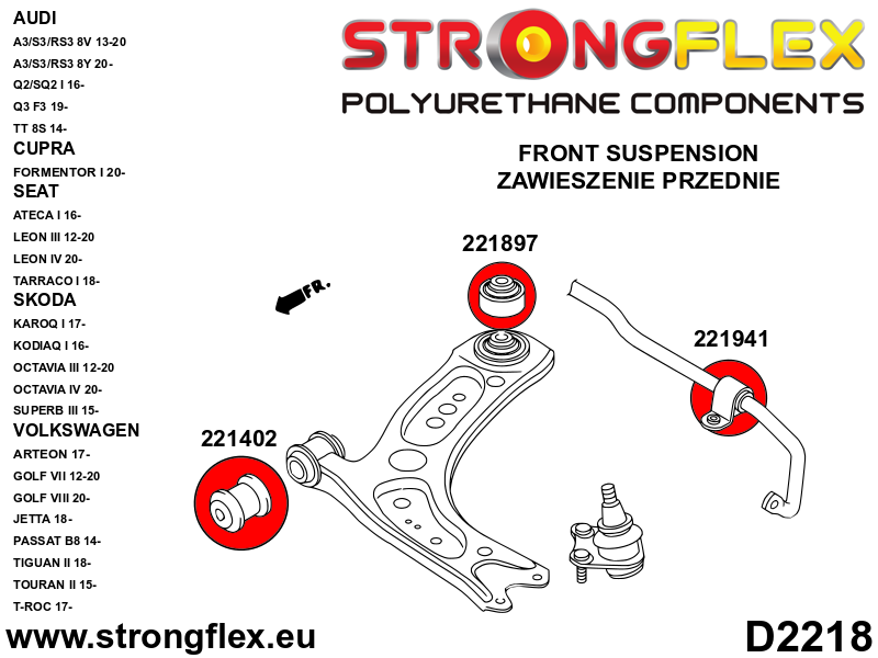 226246A: Front suspension and ream beam bush kit SPORT - Image 2