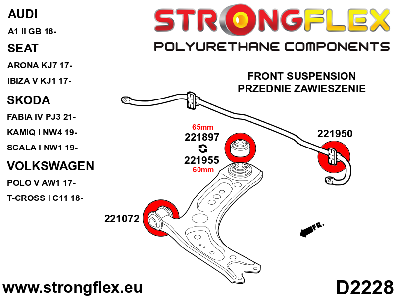 226247B: Front suspension and ream beam bush kit - Image 2