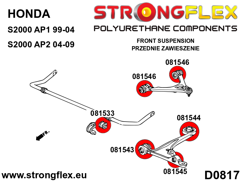 086150B: Front suspension bush kit AP1/AP2 - Image 2