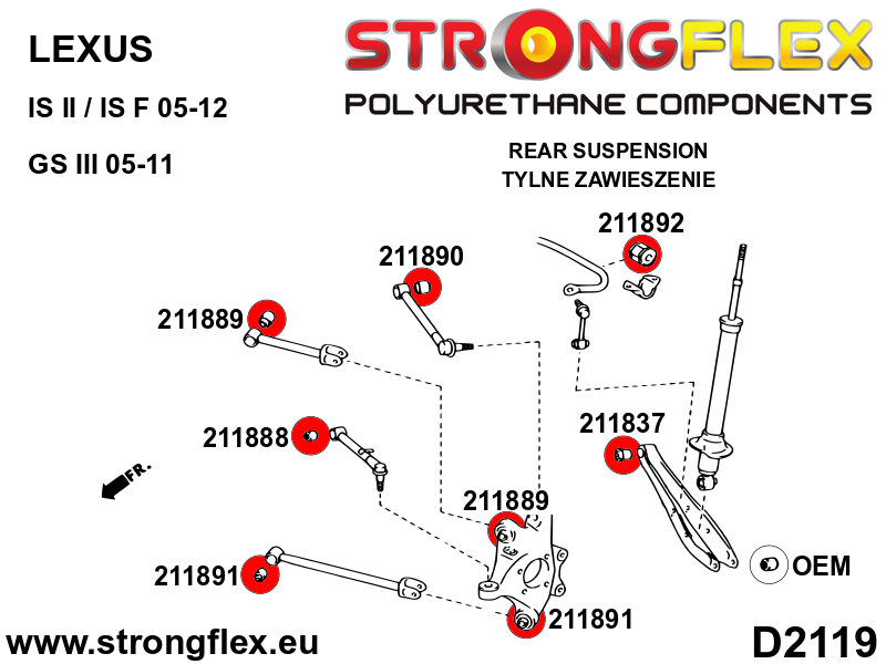 216248B: Rear suspension bush kit - Image 2
