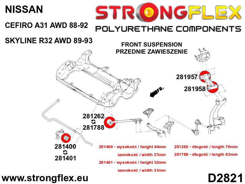 281957A: Front upper arm - upper bush SPORT - Image 3