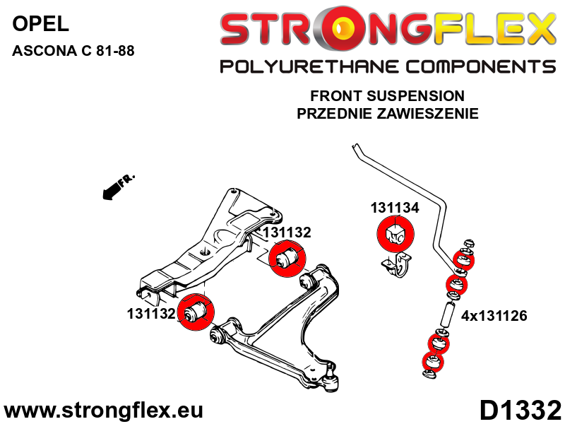 136240A: Front suspension bush kit SPORT - Image 2