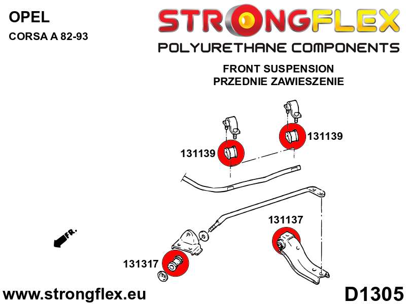 136253B: Front suspension and ream beam bush kit - Image 2