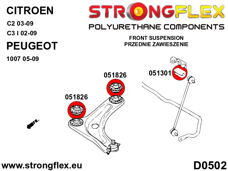056002A: Front suspension and ream beam bush kit SPORT - Image 2