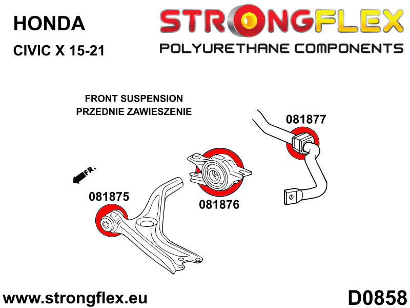 086251B: Front suspension bush kit - Image 2