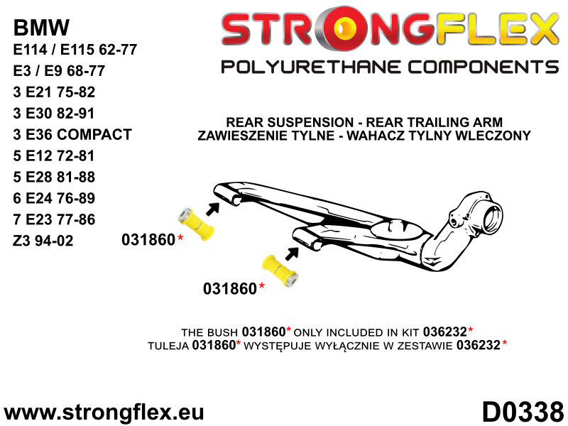 036127B: Rear suspension bush kit - Image 3