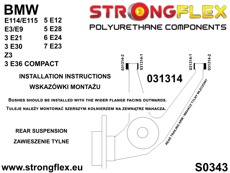 036127A: Rear suspension bush kit SPORT - Image 3