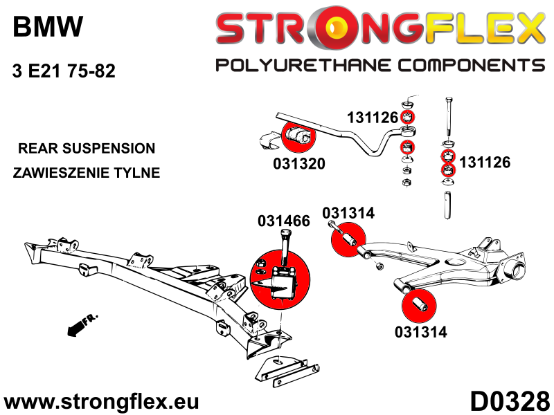 036127A: Rear suspension bush kit SPORT - Image 4