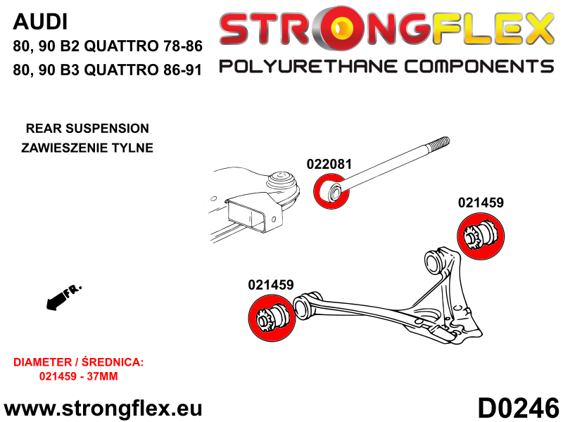 026284A: Rear suspension bush kit SPORT - Image 2
